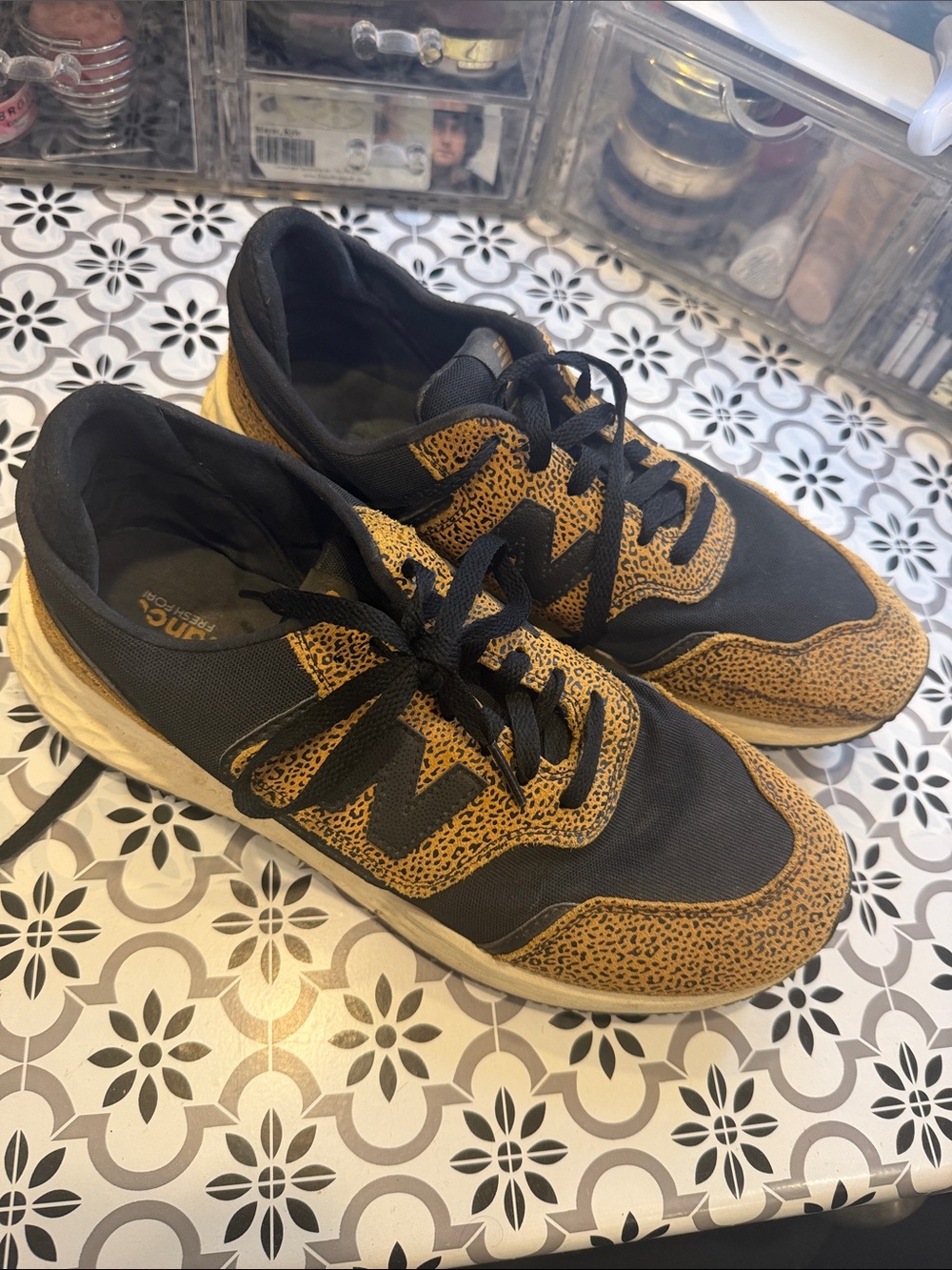 New Balance Black and Tan/Brown Patterned Men's Sneakers
